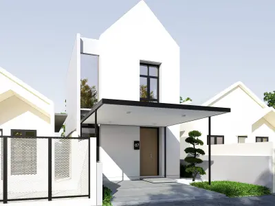 Full House 2 Storey Architecture and Interior Design Low-poly 3D model