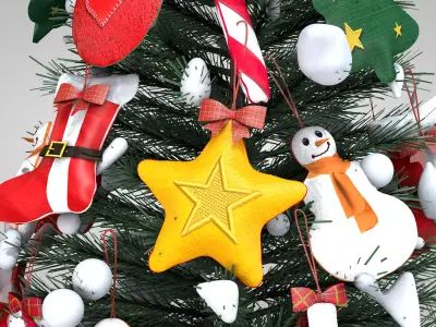 Christmas Felt Decoration Bag 3D Model 3D model