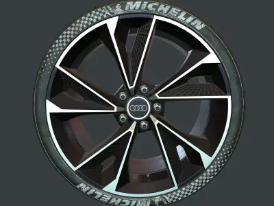 Set of tires and rims for Audi Low-poly 3D model