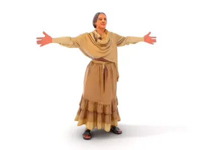 Historical Peasant Woman Model Pack with Detailed Shawl and S... Low-poly 3D model