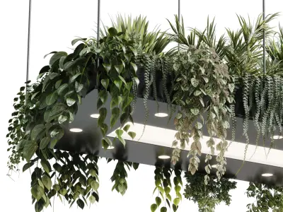 Rectangle pot light pendant - plant light hanging 18 3D model