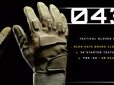Tactical Gloves 043 Low-poly 3D model