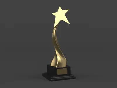 Gold Trophy Cups 3D model 21