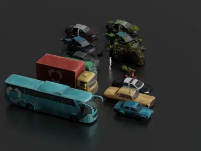 Vehicle Pack - 3D Low Poly for Game Asset Low-poly 3D model