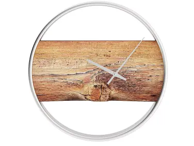 Wall Clock with Rough Wood 3D model