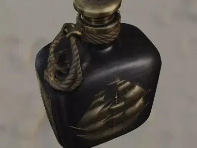 Pirate Rum Flask  Low-poly 3D model