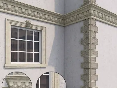 facade classic style 1 and 2 Low-poly 3D model