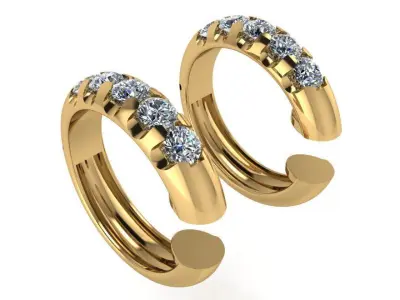 Hoop Diamond Earring 2807 3D print model