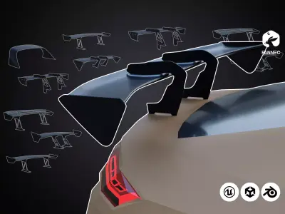 WINGS - Spoilers Collection III - All Formats Low-poly 3D model