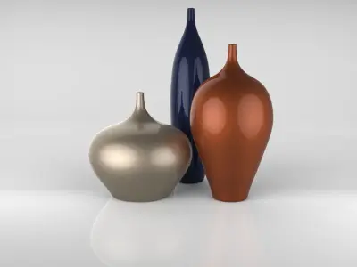 Set of vases Low-poly 3D model