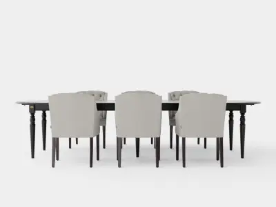 Osterville black with Delano chair sand Dining Set Low-poly 3D model
