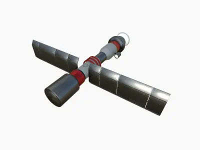 Satellite C04 Steel Red - SciFi Space Design Free low-poly 3D model