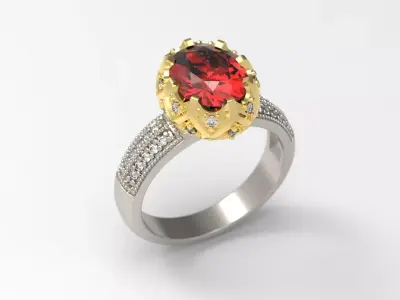 R 202 Stone Basked Ring 3D print model