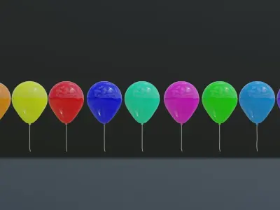 Baloons 3D model colorful balloons floating in air Free 3D model