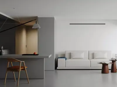 Modern living room dining room interior scenes 473 3D model