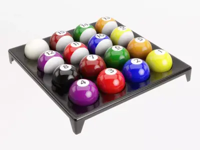Pool Balls on plastic holder 3D model
