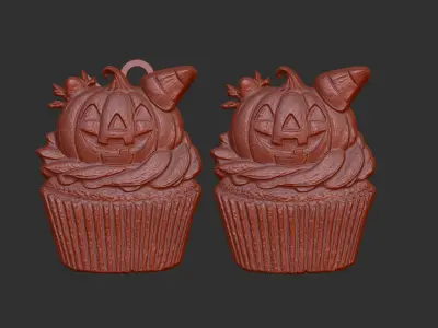 hallowen pumpkin cupcake decor  3D print model