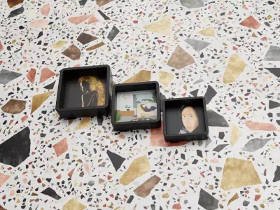 Curved Picture Frame with Dining Set 3D model