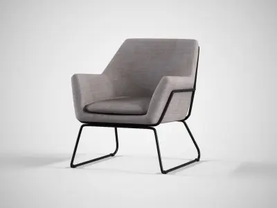 Denice Arm Chair white Low-poly 3D model