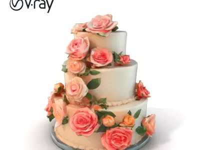 Floral Cake Tiered Model Pack Low-poly 3D model