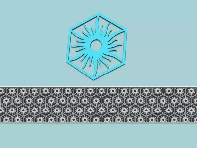 Hexagonal Wall Panel A33 Sun - Interior Design Decoration 3D print model