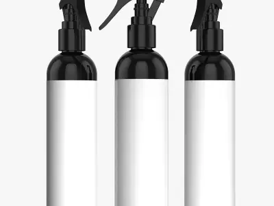 Black Spray Bottle with Label 3D model