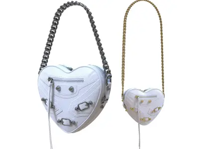 Balenciaga Le Cagole Heart Mini Bag White Low-poly 3D model