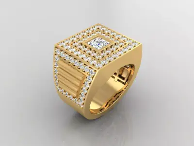 Ring M2 Mens luxury ring with gem 3D print model