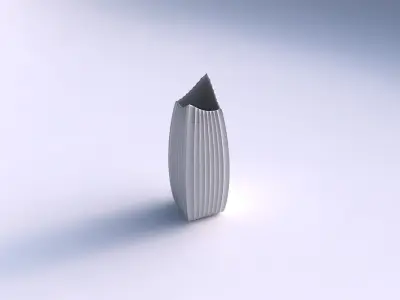 Vase double arc rectangle with extruded vertical lines 3D print model