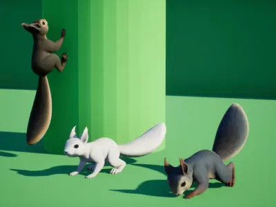Squirrel squirrels Low-poly 3D model