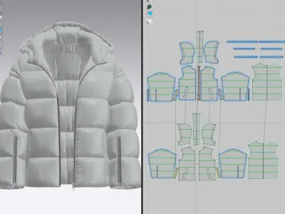 Womens Oversized Puffer jacket 3D model