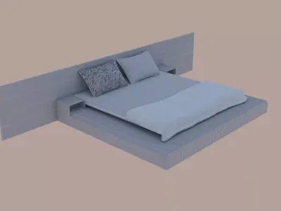 moden style wooden bed 12feet by 7feet 3D model
