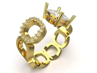 Yellow Gold Diamond Chain stl 3dm Ring Model jr00207 3D print model