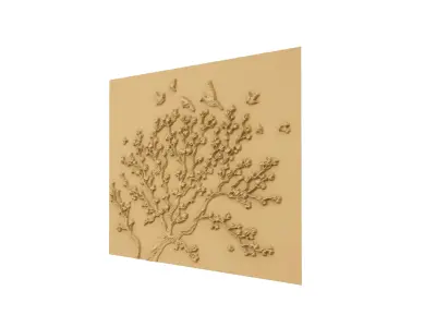 modern panel wall decor set wall relief mural CNC 117 3D model