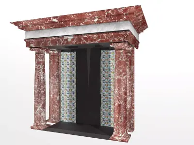Marble look fireplace Low-poly 3D model