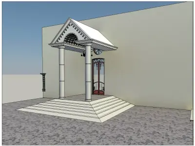 Classical Entrance and Revit Colum family  Low-poly 3D model