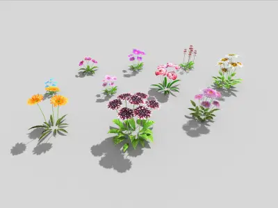10 low poly flowers pack 2 Low-poly 3D model