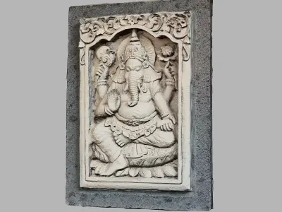 Hindu God Ganesh Stone Barelief Bali style Low-poly 3D model