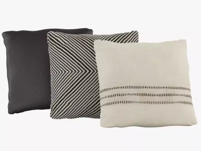 Pillow three pillows with stripes 3D model