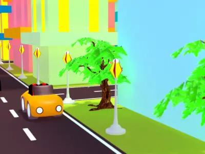 Cartoon City Low-poly 3D model