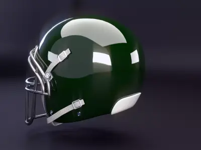 Green American Football Helmet Low-poly 3D model