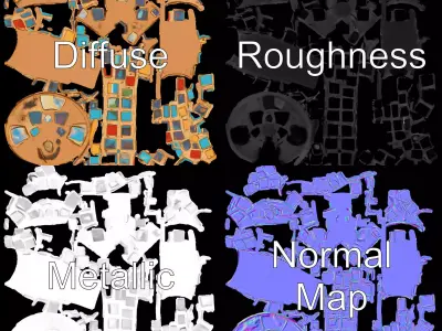 Colorful Mosaic Handle model pack Low-poly 3D model