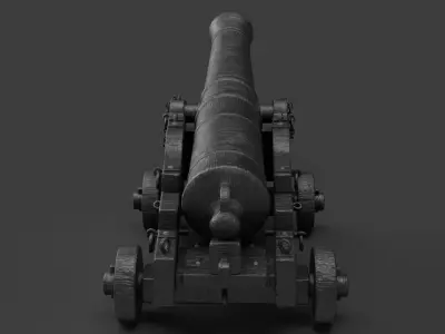 Realistic Cannon Low-poly 3D model