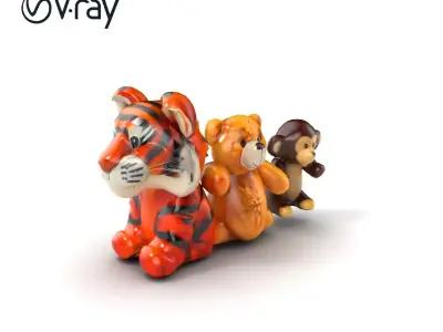Fluffy Animal Puppets Model Pack Low-poly 3D model