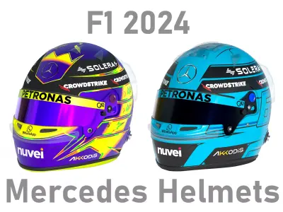 F1 Mercedes Helmets 2024 3D model