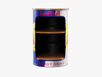 Redbull Barrel Low-poly 3D model