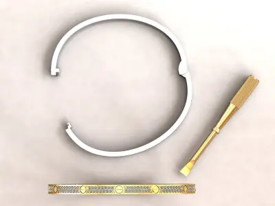 Love Small Bracelet Pave 16 cm 3D print model