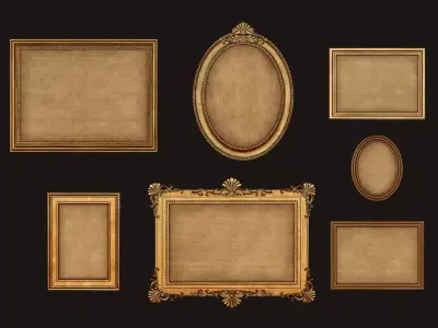 Antique Picture Frames - PBR Game Ready Low-poly 3D model