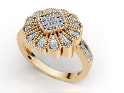 AV 735 Diamond Womens Cluster Right Hand Ring 3D print model