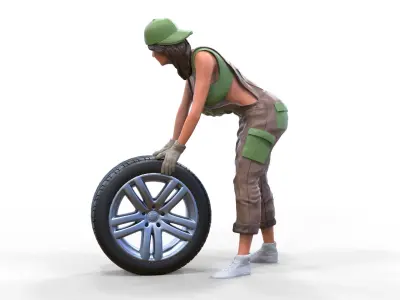 N1 woman mechanic 3D print model